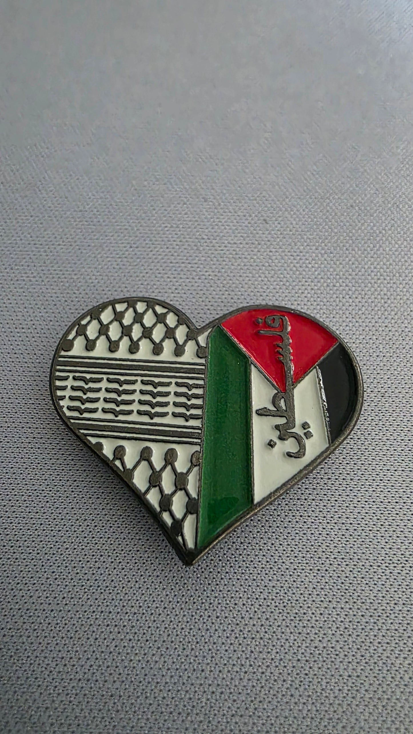 Palestine Flag Heart & Keffiyeh Map Magnetic Brooch Pin Set - 3 Piece