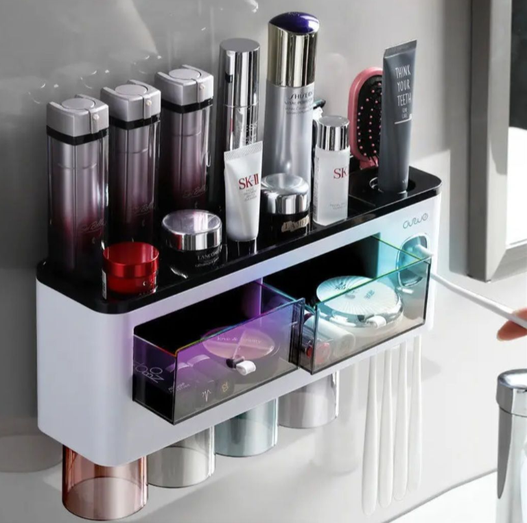 Four Cup Toothbrush Rack Wash Unit