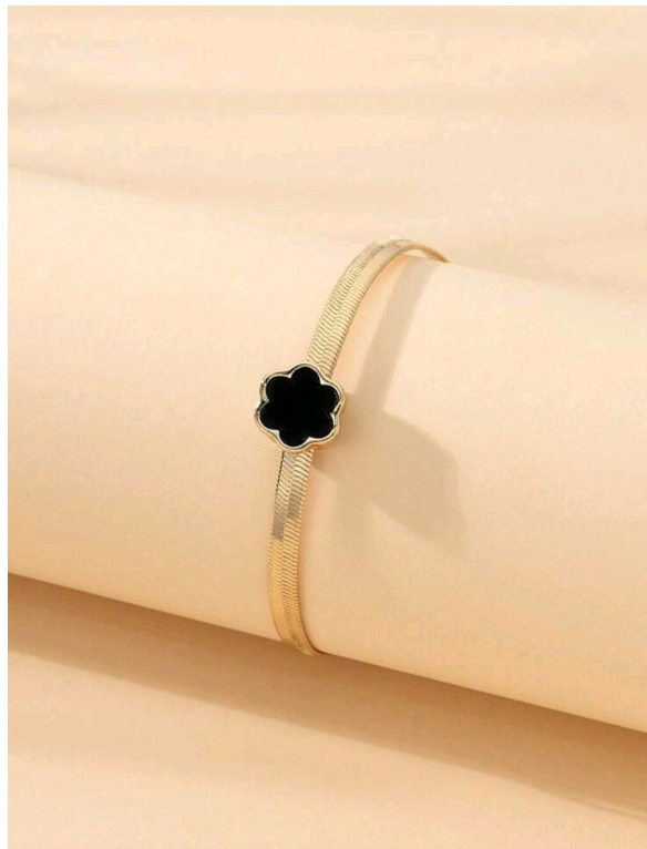 6 Clover Gold And Black Bracelet In Gift Box