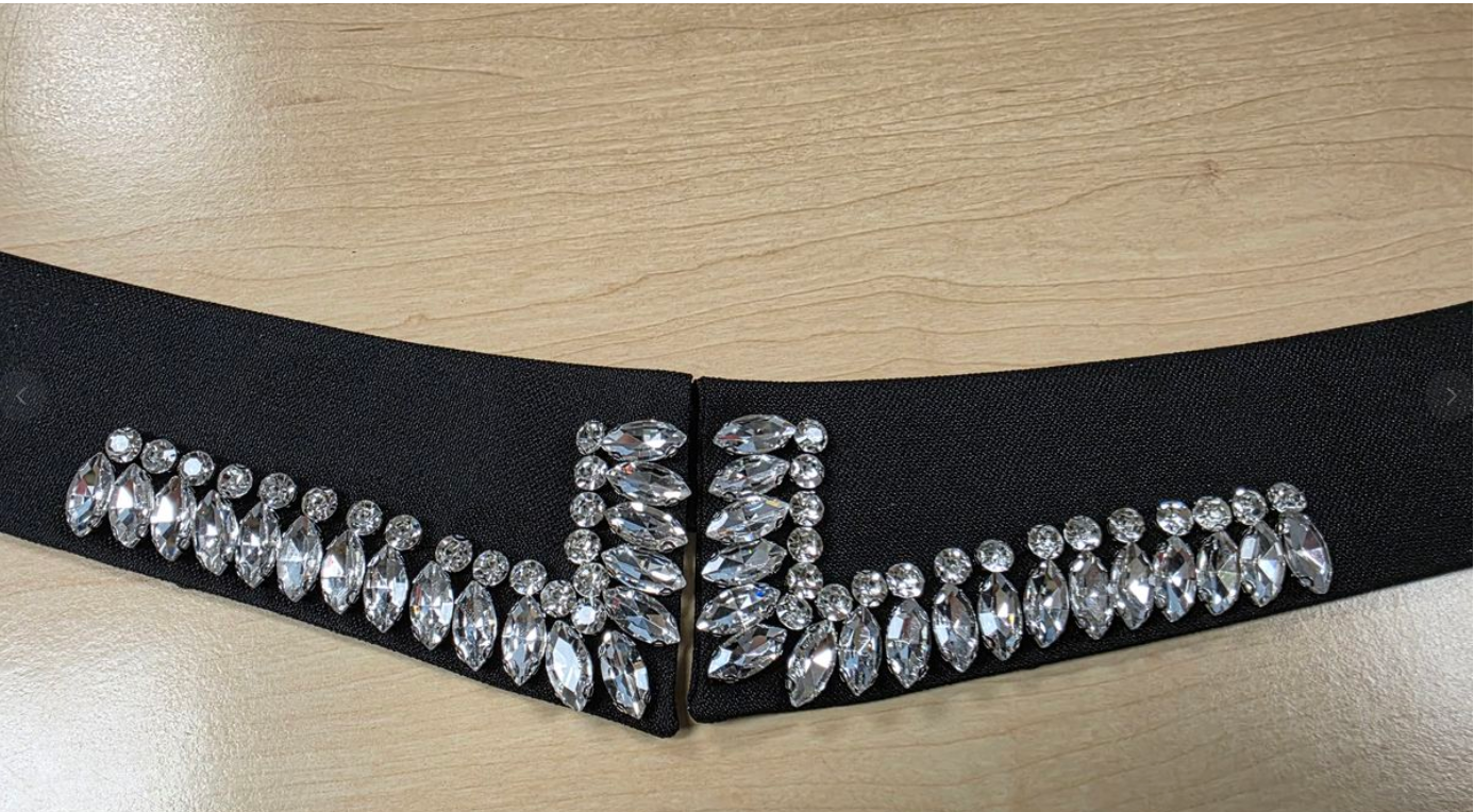 Vintage Rhinestone Detachable Collar - Black