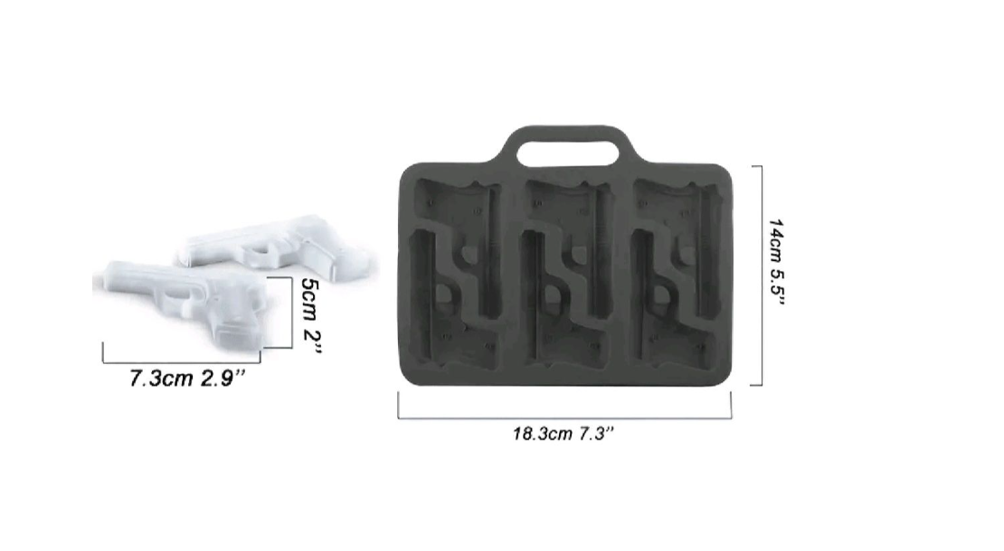 1pc Gun Design Silicone Ice Cube Tray