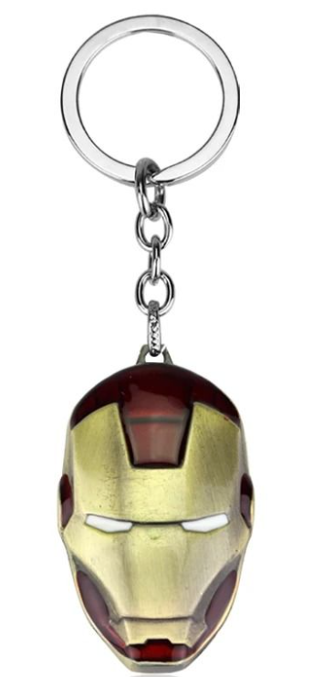 Iron Man Mask Metal Keychain/Keyring - Red