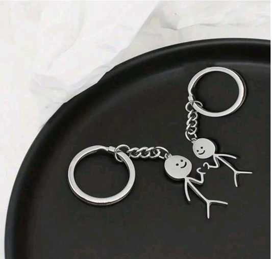 1 Pair Stickman Matching Heart Key Chain