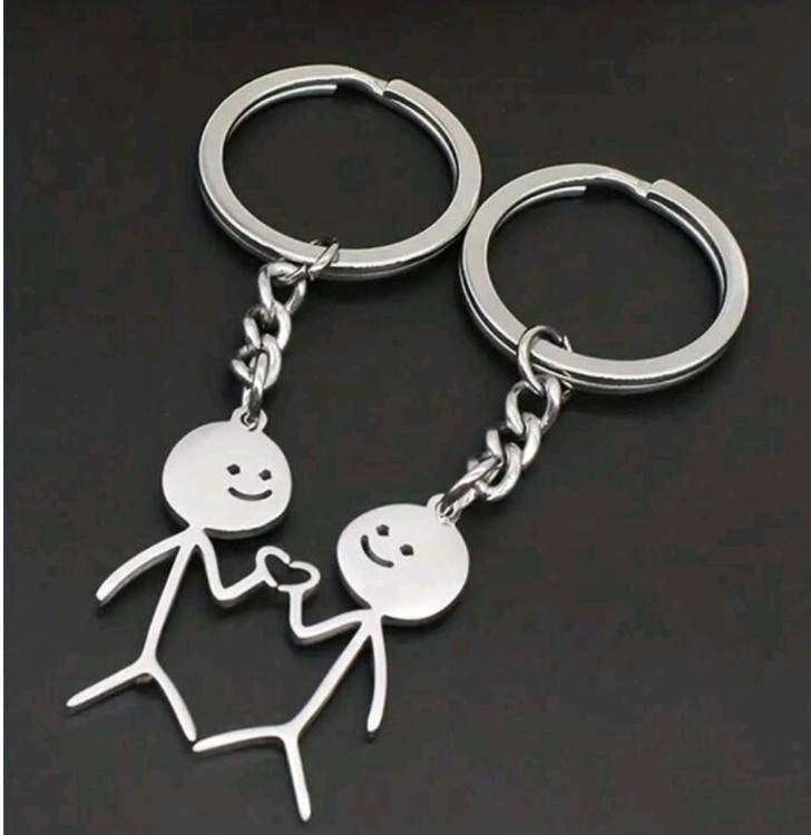 1 Pair Stickman Matching Heart Key Chain