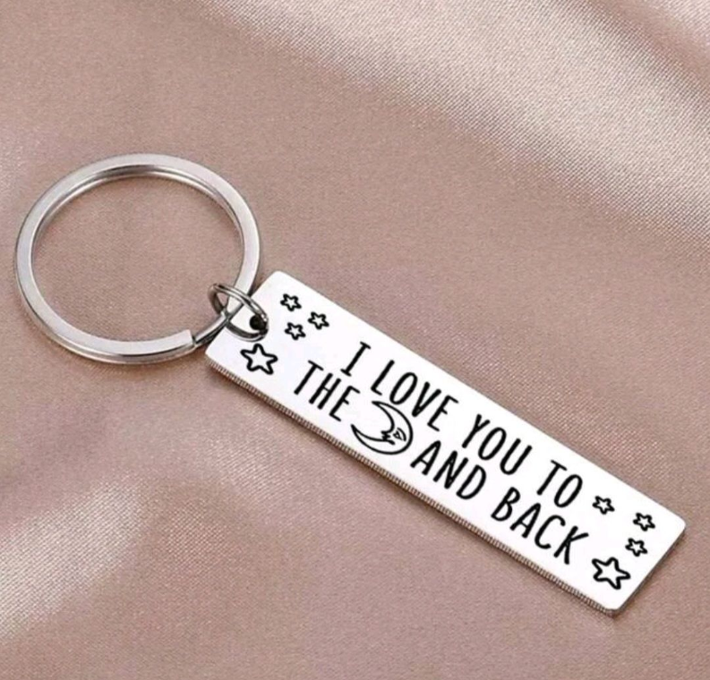 I Love You to The Moon and Back Stainless - Steel Keychain
