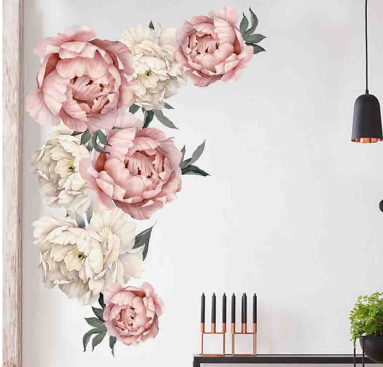 Peony Rose Flowers Wall Sticker Home Decor