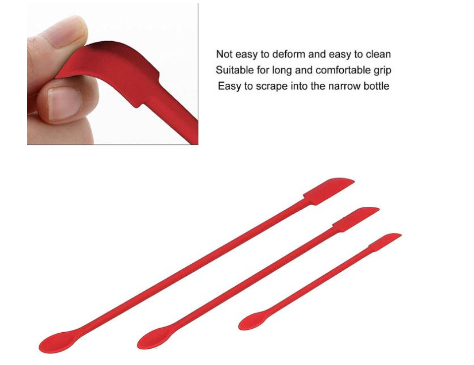 Silicone Spatular Narrow Bottle Jar Scraper Tool - Set - Red