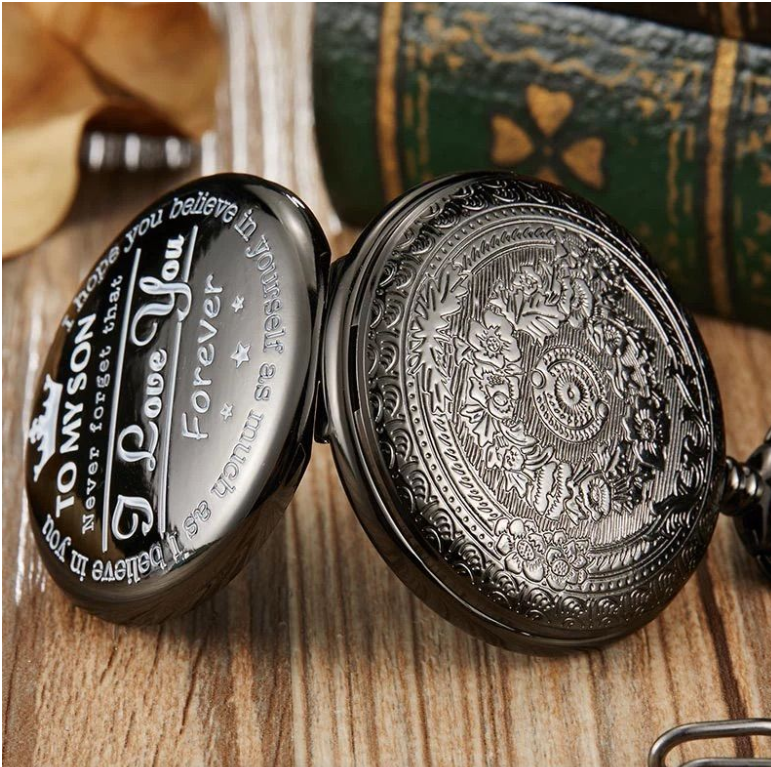 To My Son Quartz Pocket Watch - Black
