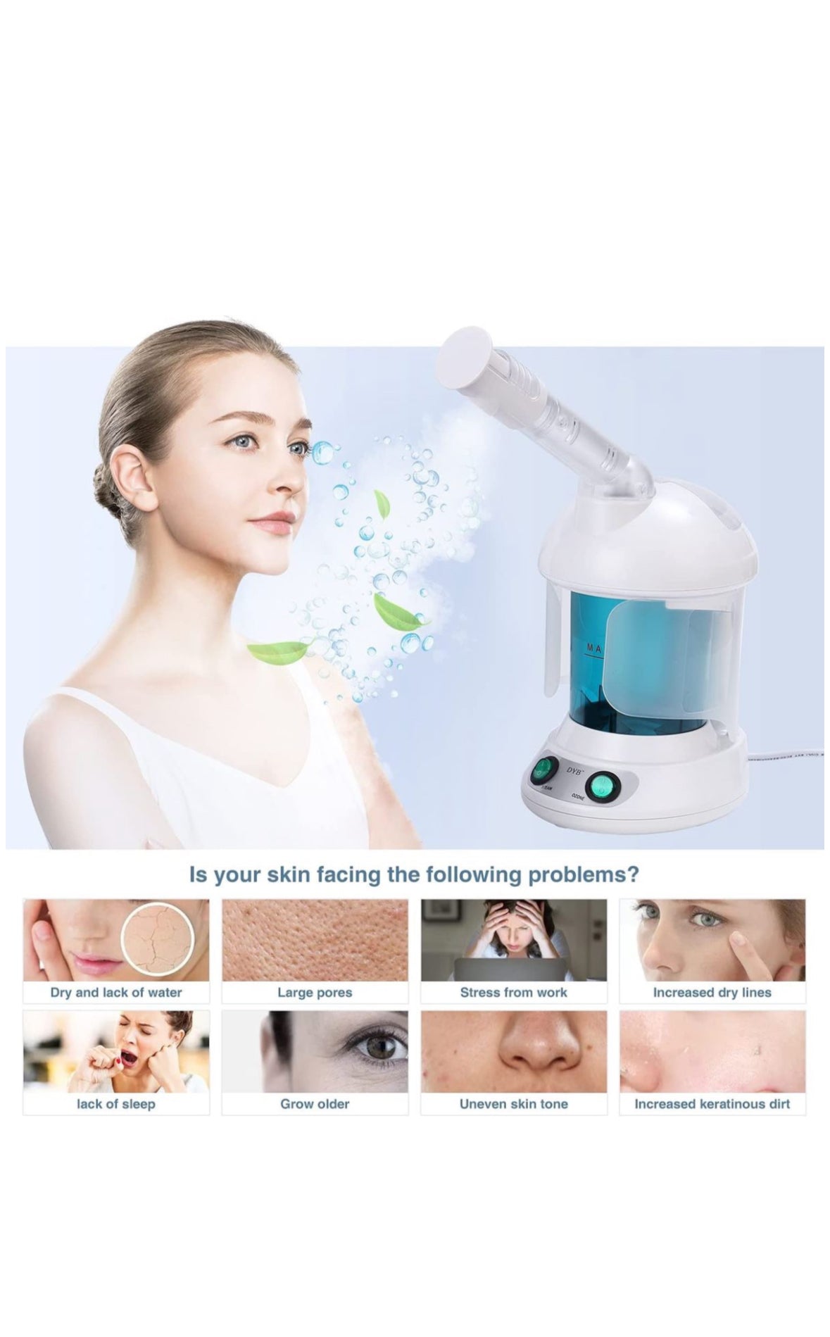 Portable Facial Steamer, Nano Ionic Face Steamer with 360° Sprayer Mist