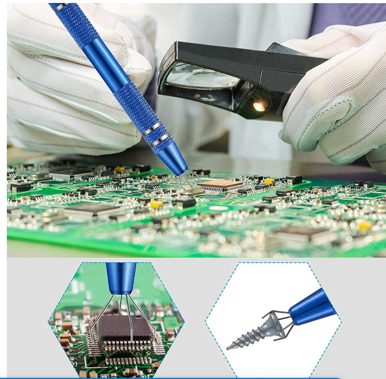 4-Claw Pick Up Tool IC Chips Metal Grabber Gem Tweezer Small Parts Grabber