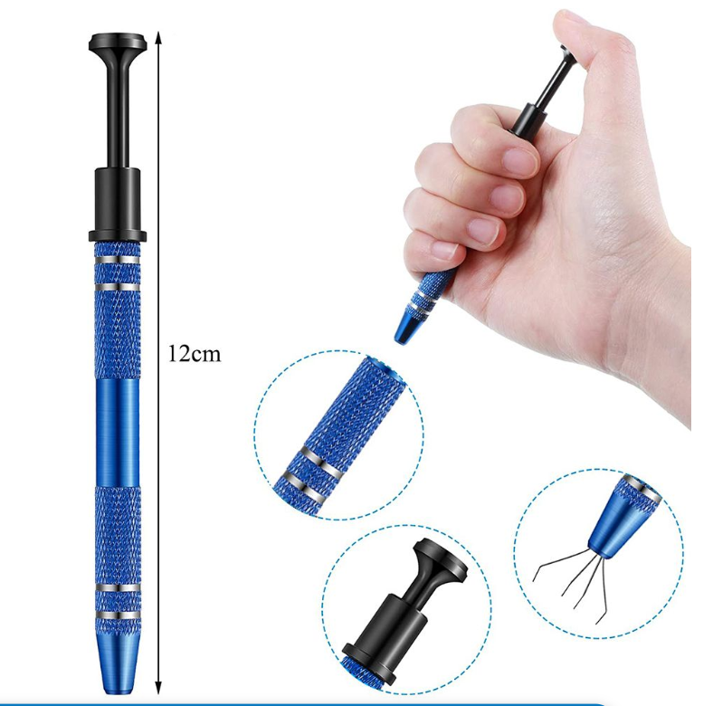 4-Claw Pick Up Tool IC Chips Metal Grabber Gem Tweezer Small Parts Grabber