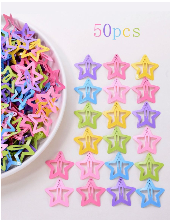 50 Pack Girls Star Hair Clips