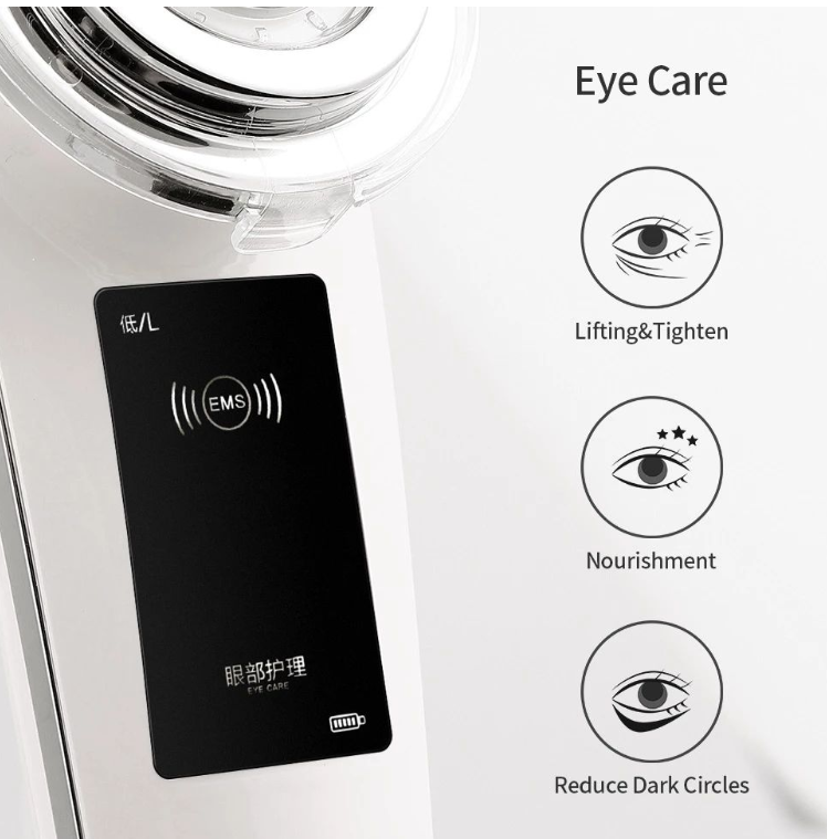 RF LED Photon Light Therapy Vibration Heated Facial Massager White