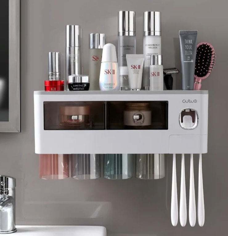 Four Cup Toothbrush Rack Wash Unit