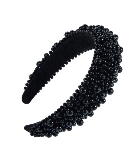 Faux Pearl Headbands for Women (Black)