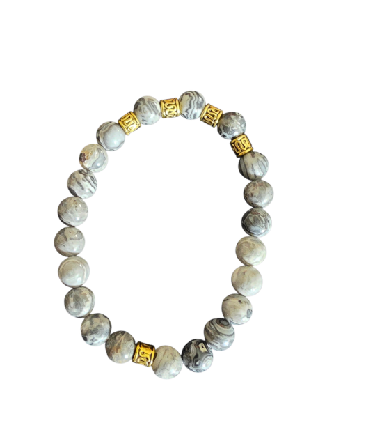 Natural Agate Pyrite 10mm Faceted Bracelet With Copper For Healing