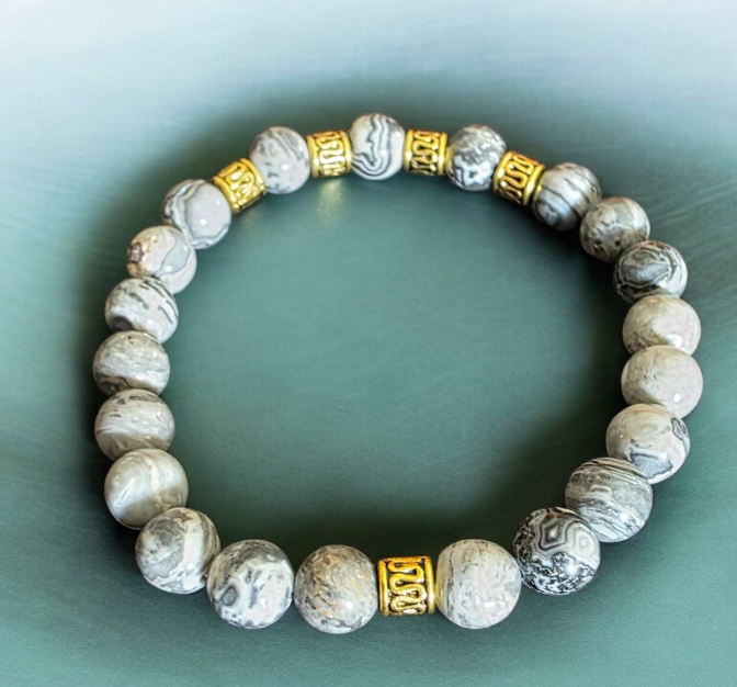 Natural Agate Pyrite 10mm Faceted Bracelet With Copper For Healing