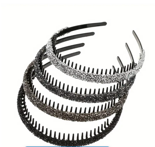 4Pcs Elegant Rhinestone Hair Hoops With Teeth