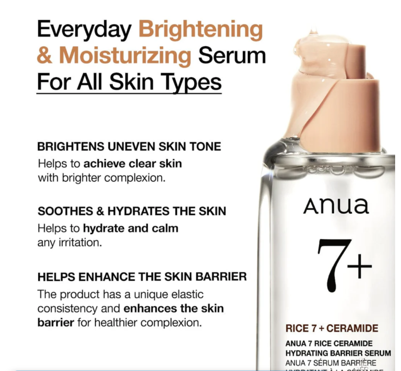 Anua 7 Rice Ceramide Hydrating Barrier Serum for Moisture Care 50ml