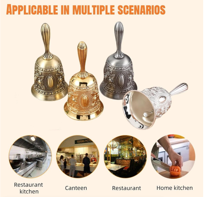 Hand Ringing Bell for Restaurants,Retro Design for Traditional Use