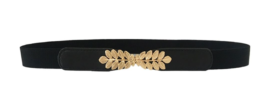 Fashion Women Waist Belt Narrow Stretch Dress Belt Thin Buckle Waistband - Black