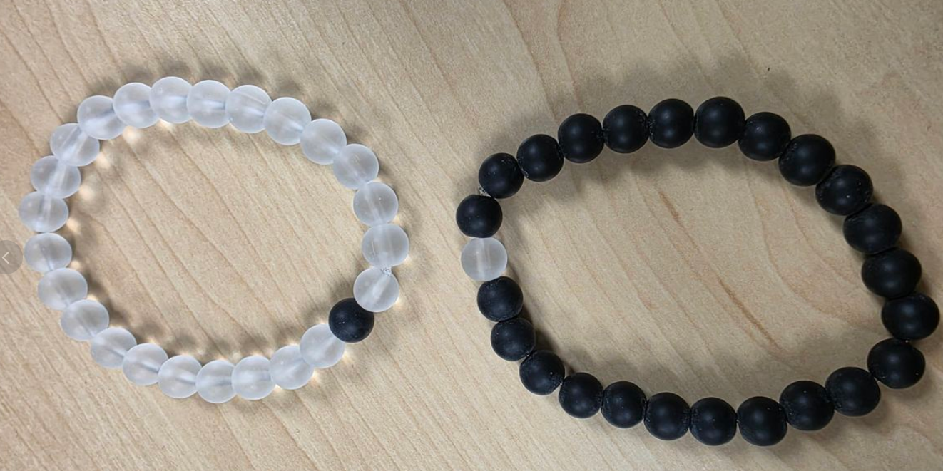 Black Matte And Frosted White Bead Bracelets