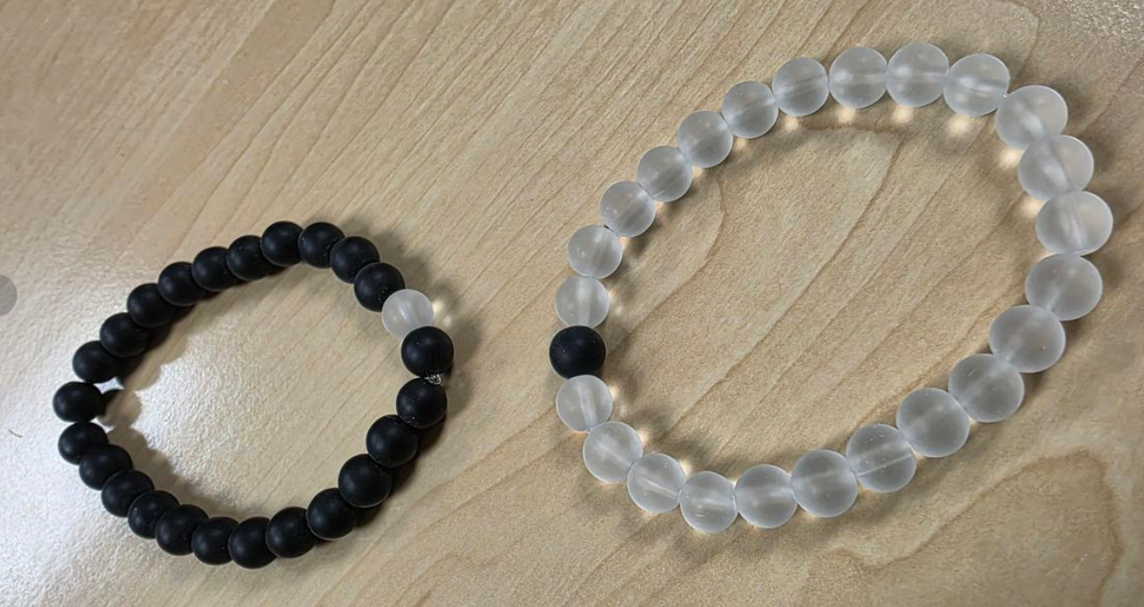 Black Matte And Frosted White Bead Bracelets