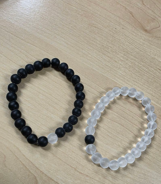 Black Matte And Frosted White Bead Bracelets