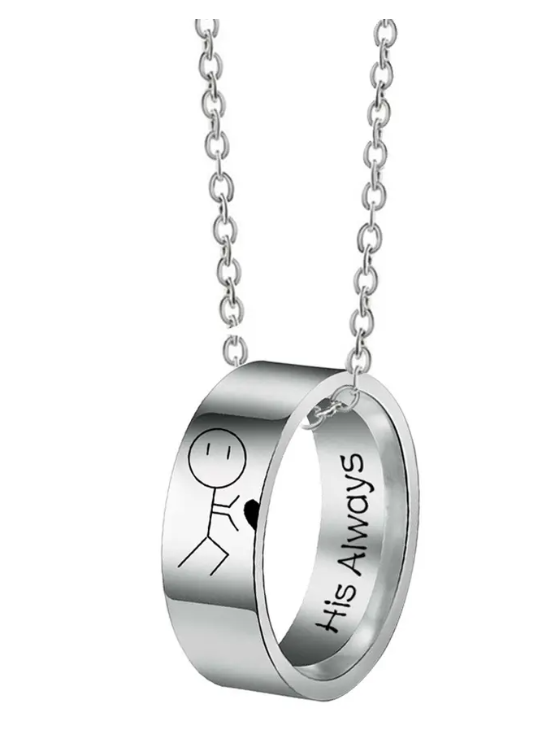 Pair of Couple's Stainless Steel His Always Her Forever Pendant Necklaces