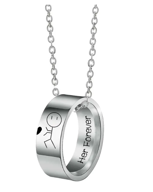 Pair of Couple's Stainless Steel His Always Her Forever Pendant Necklaces
