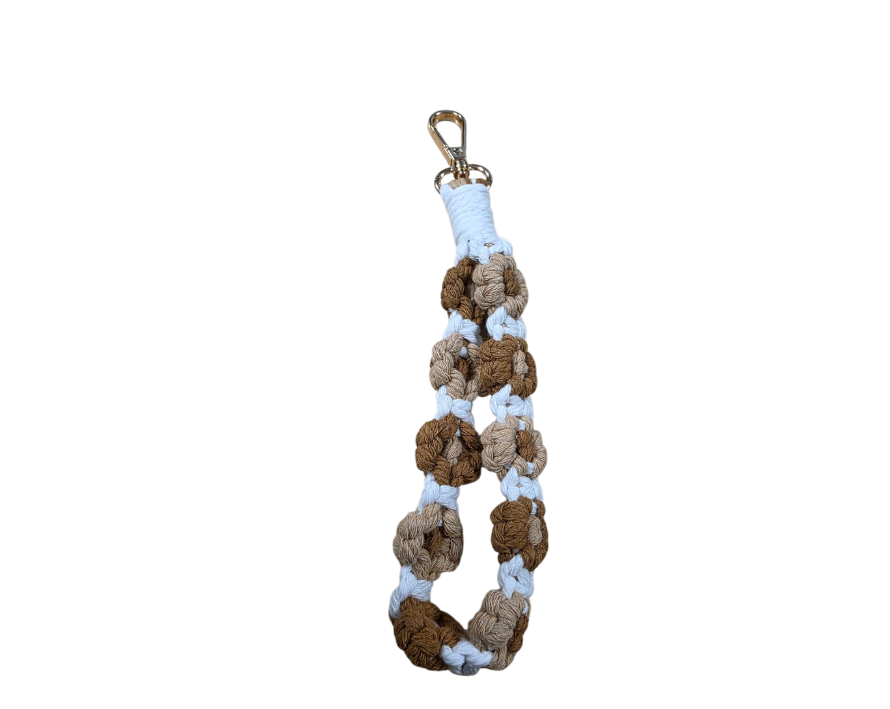 Handmade Crochet Bohemian Style Daisy Keychain - Brown