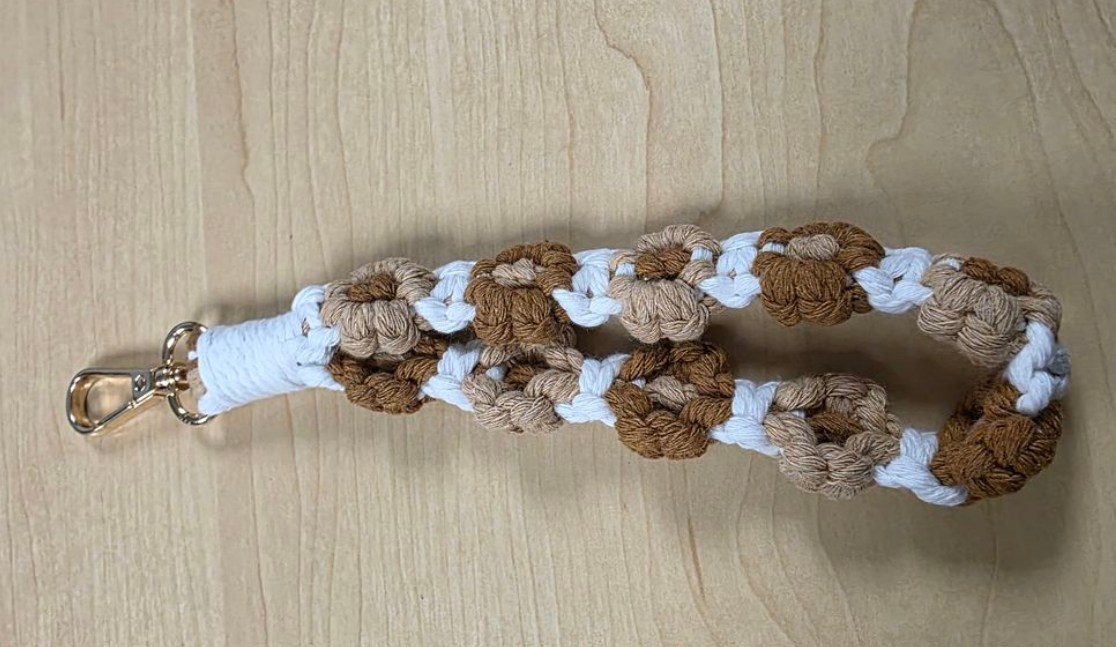 Handmade Crochet Bohemian Style Daisy Keychain - Brown