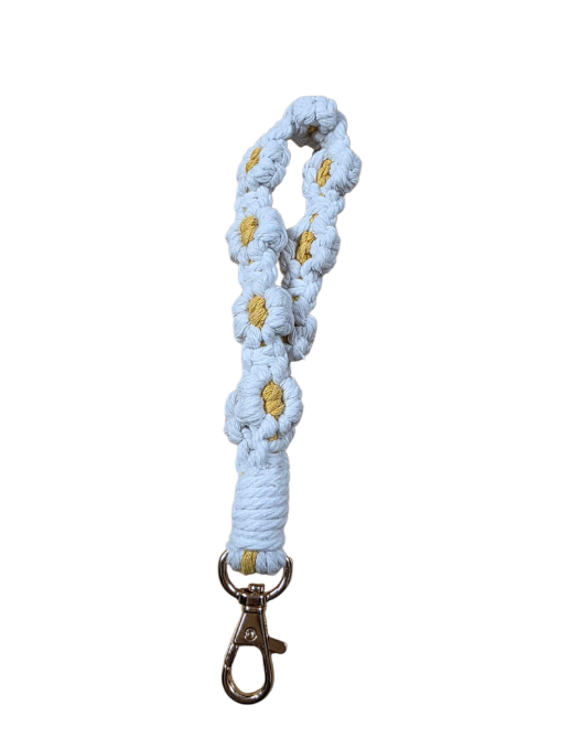 Handmade Crochet Bohemian Style Daisy Keychain - White