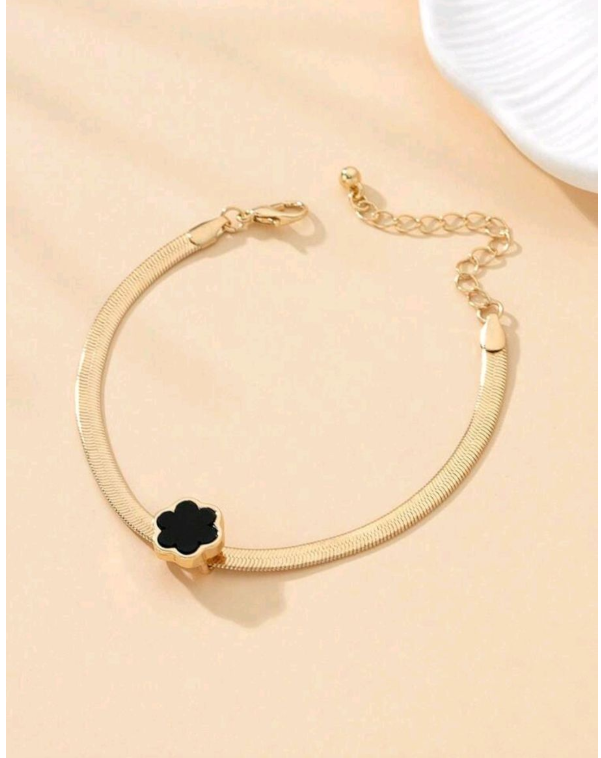 6 Clover Gold And Black Bracelet In Gift Box