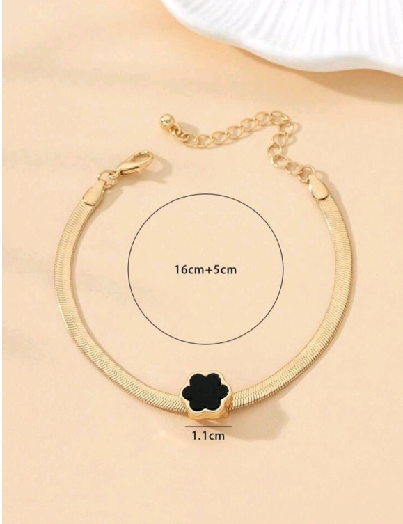 6 Clover Gold And Black Bracelet In Gift Box