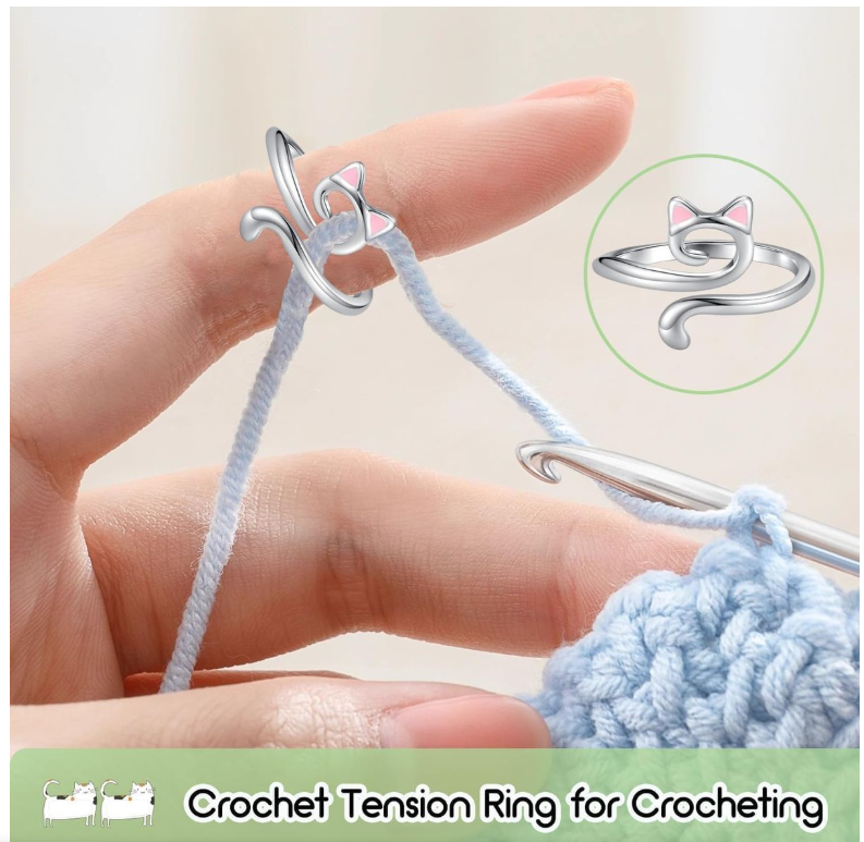 Adjustable Tension for Finger Cat Ring Knitting Crochet Accessories - 3 Piece