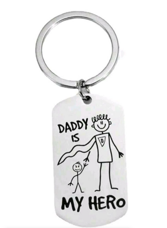Daddy Is My Hero Creative Cartoon Keychain