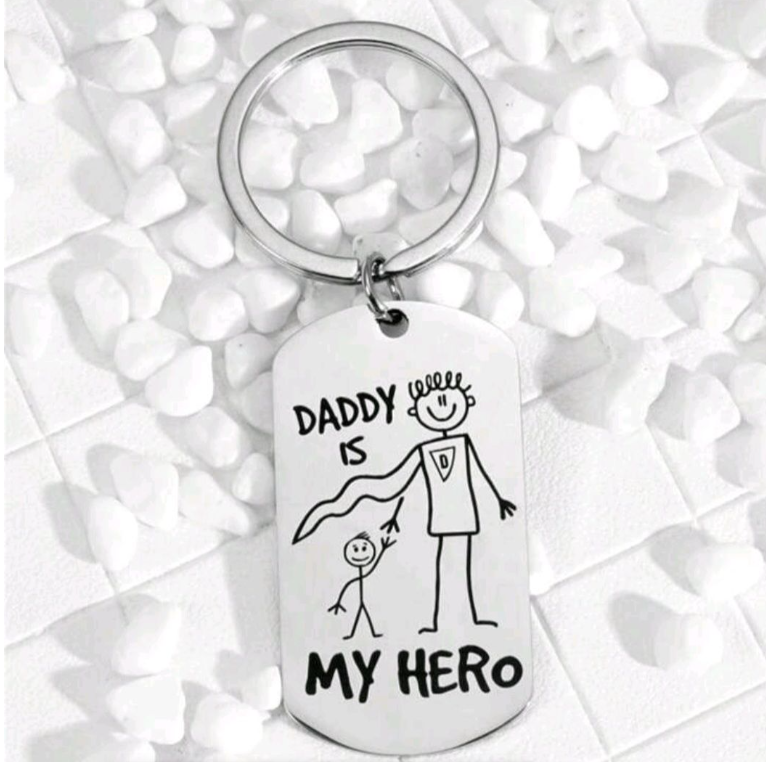 Daddy Is My Hero Creative Cartoon Keychain