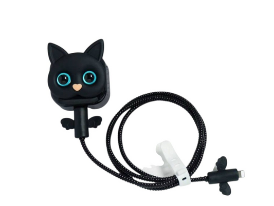1 Pc Data Cable Protective Case Cartoon Black Cat