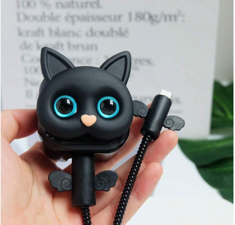1 Pc Data Cable Protective Case Cartoon Black Cat