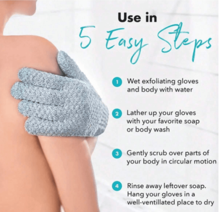 Exfoliating Bath Gloves for Shower Deep Exfoliating Towel - Black