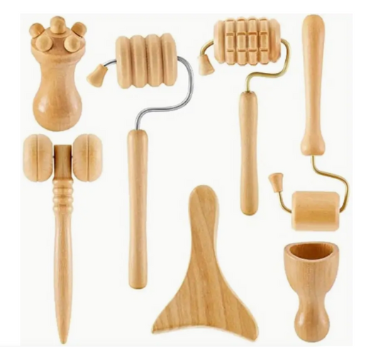 7pcs Wooden Face Massage Tool Set Sculpting Tool, Skin Care Facial Massager