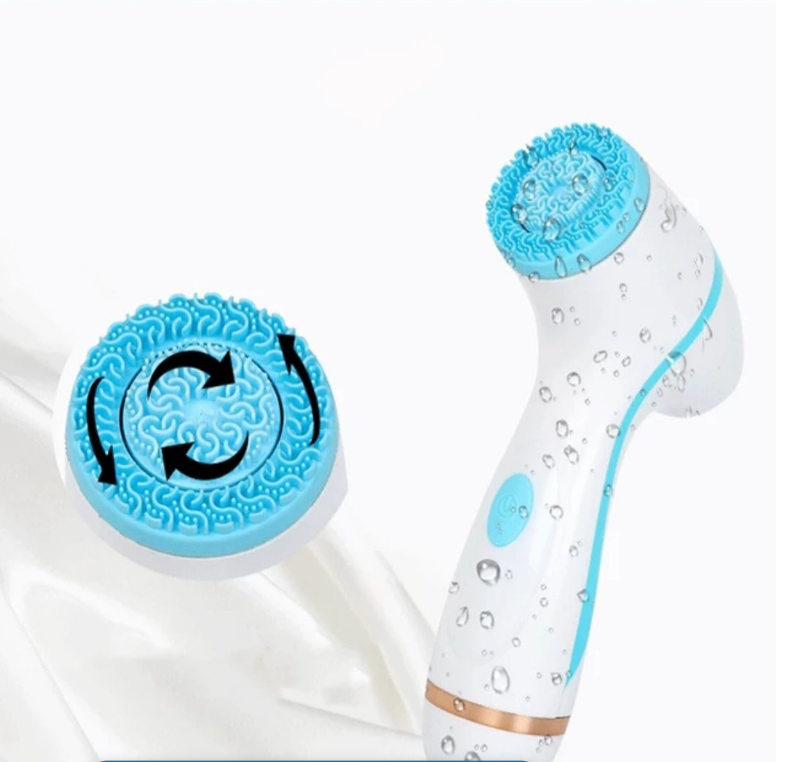 Silicone Facial Cleansing Device - White, Blue