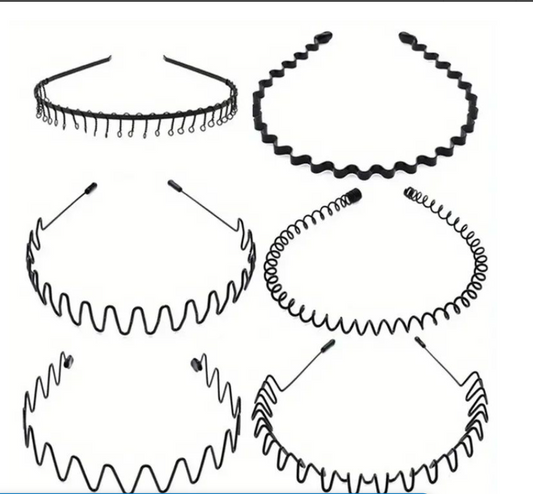 6 Invisible Fashion Hairband Unisex Headband,Non slip sleek wavy headband