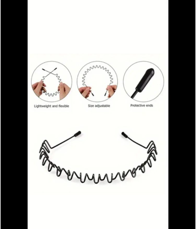 6 Invisible Fashion Hairband Unisex Headband,Non slip sleek wavy headband