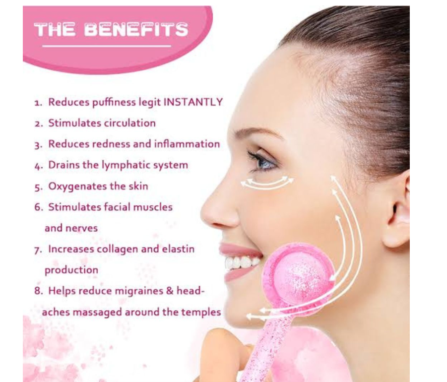 2 Pieces Pink Large Ice Hockey Facial Cooling Ice Rollers