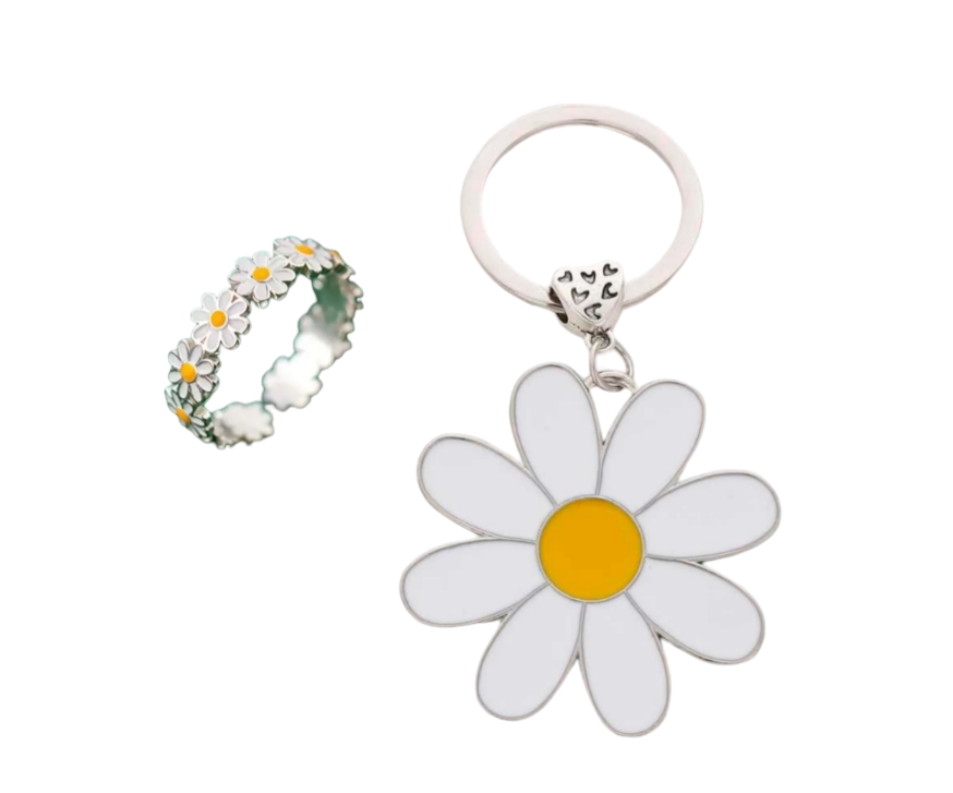 Flower Keychain & Ring Set
