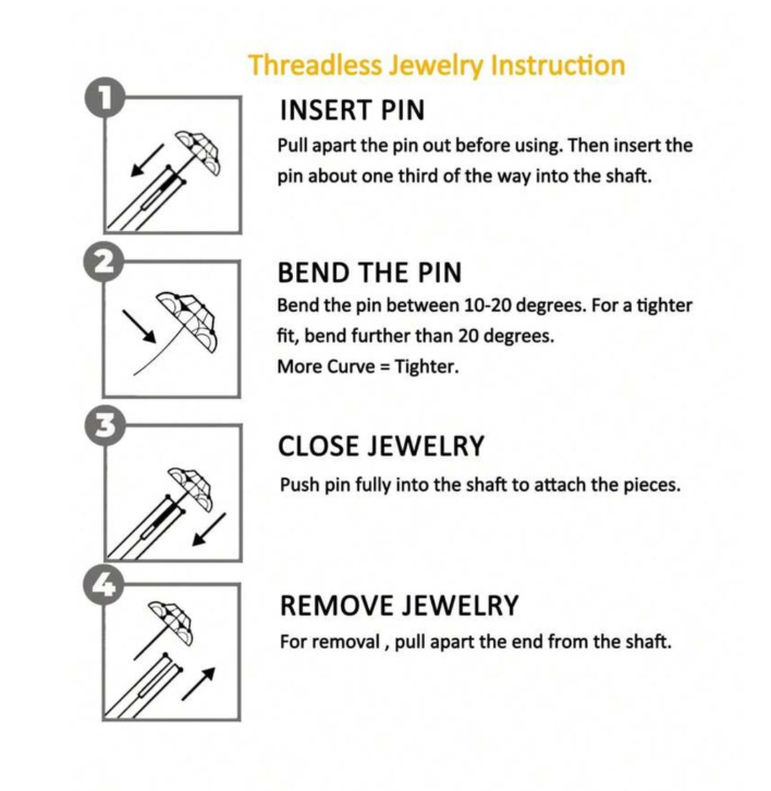 Premium Gold Surgical Steel Push-In Studs with CZ for Cartilage Piercings