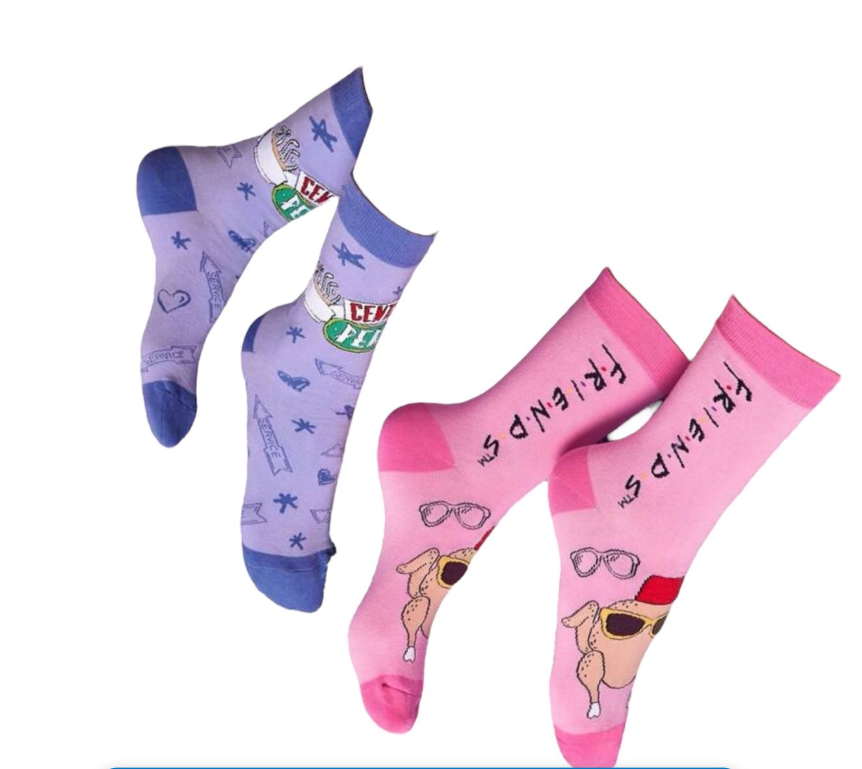 Friends 2-Pack Fun Socks - Central Perk & Turkey Design - Size 4-7
