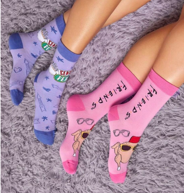 Friends 2-Pack Fun Socks - Central Perk & Turkey Design - Size 4-7